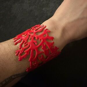 Red Coral Design Cuff Bracelet